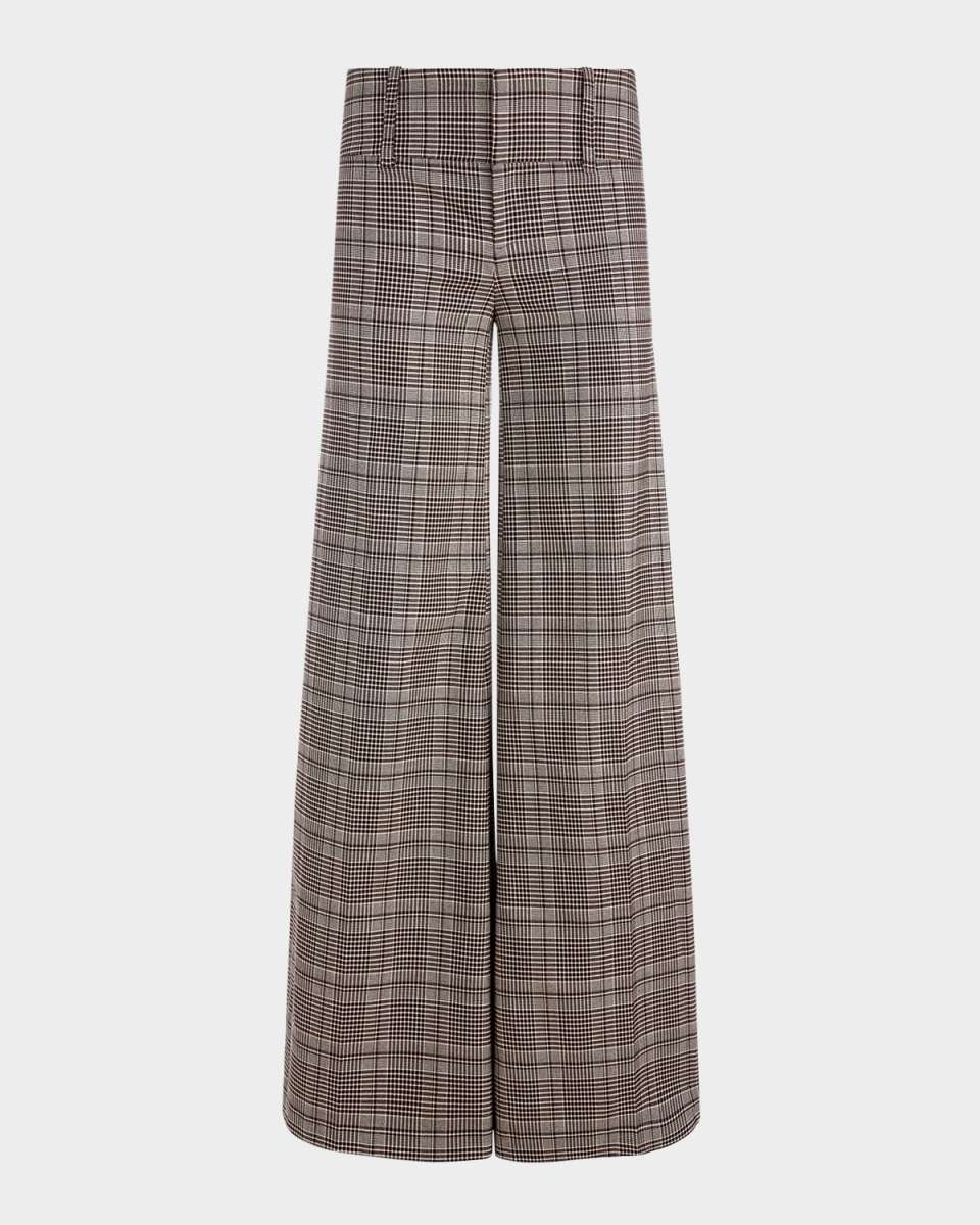 Olivia Plaid Low-Rise Wide-Leg Pants